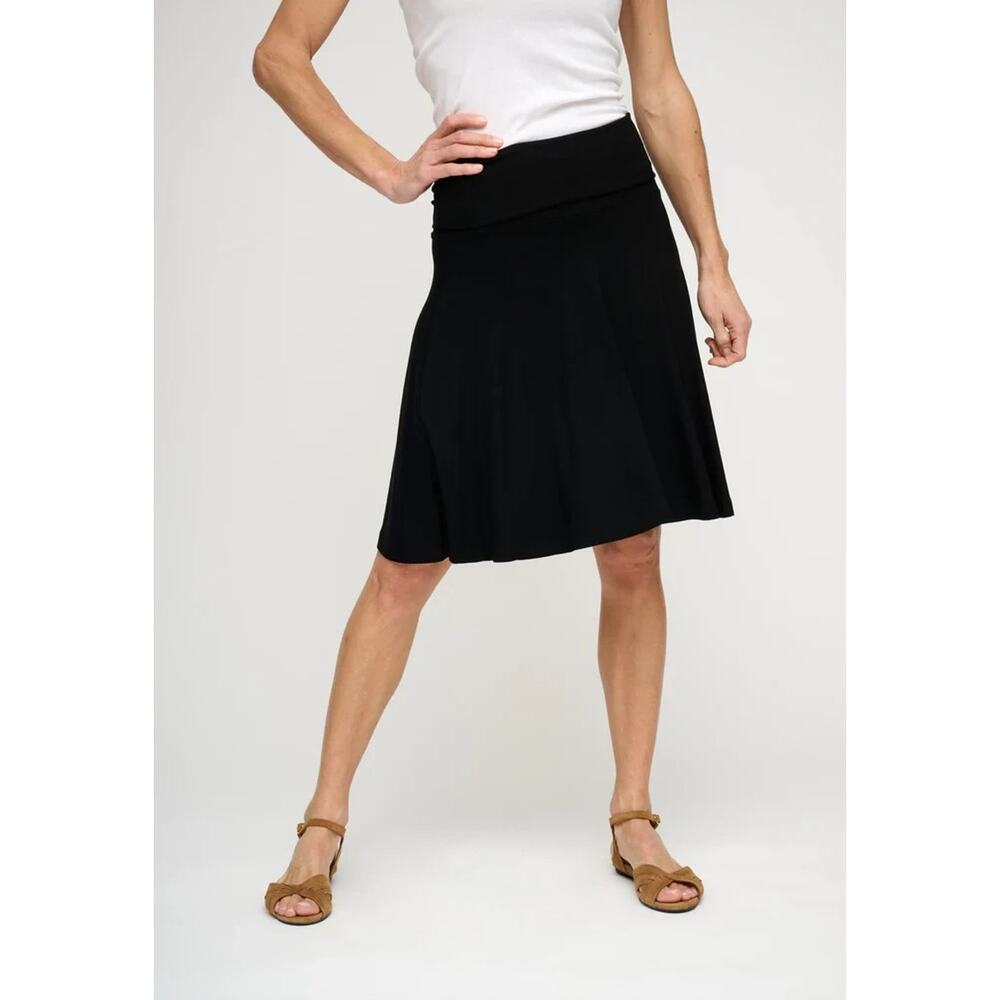 RIHOAS Black High Waisted Pleated knitted Skirt Black Medium A005075